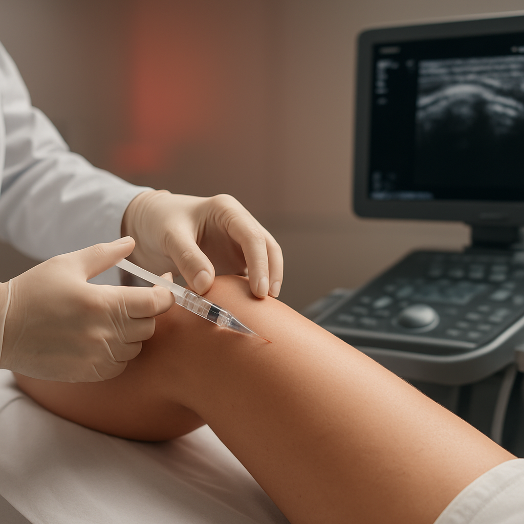 Inyección de sustancia terapéutica dentro de la articulación o el ligamento